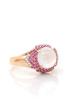 Baikalla Jewelry Jadeite Engagement Ring 18k Rose Gold Natural Ice Jadeite Engagement Ring With Diamonds and Ruby