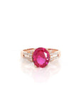 Baikalla Jewelry Gold Sapphire Ring 5 18k Rose Gold Lab-Created Ruby Ring With CZ