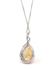 Baikalla Jewelry Gemstone Pendant Necklace 14k White Gold AA Citrine Tear Drop Necklace with Diamonds