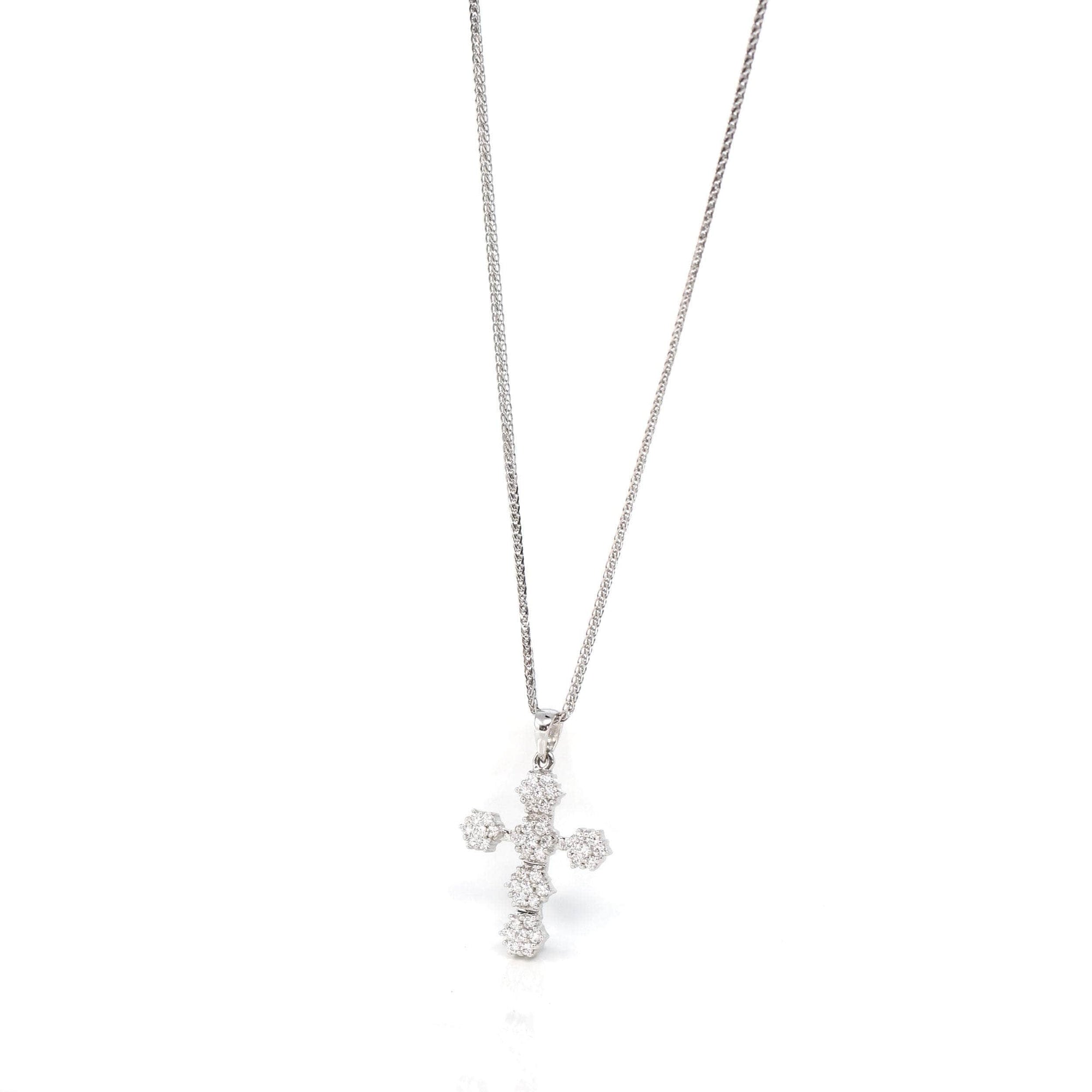 Baikalla Jewelry 18K Pure White Gold Pendant 18K White Gold Cross Pendant Necklace With VS1 Diamonds