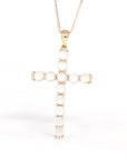 Baikalla Jewelry Gold Jadeite Necklace Baikalla™ "Ice Jade Cross" 18k Rose Gold Ice Jadeite Jade Diamond Cross Pendant Necklace