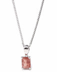 Baikalla Jewelry Silver Sunstone Necklace Sterling Silver Red Ponderosa Sunstone Necklace With Bezel Set white Sapphire