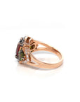 Baikalla Jewelry 14K Gold Tourmaline Ring 18K Rose Gold 3 Stone Natural AAA Tourmaline Ring with VS1 Diamonds