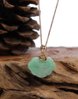 Baikalla Jewelry Jade Pendant 18k Rose Gold Genuine Burmese Green Jadeite Happiness ( Fu & Pingan ) Pendant Necklace