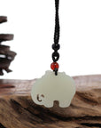 Baikalla Jewelry Jade Pendant Necklace Baikalla™ Genuine HeTian White Nephrite Jade Elephant Pendant Necklace