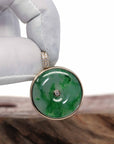 Baikalla Jewelry Gold Jadeite Jade Pendant Necklace Pendant Only 14K Gold "Good Luck Button" Necklace Ice Green Jadeite Jade Lucky KouKou Pendant Necklace