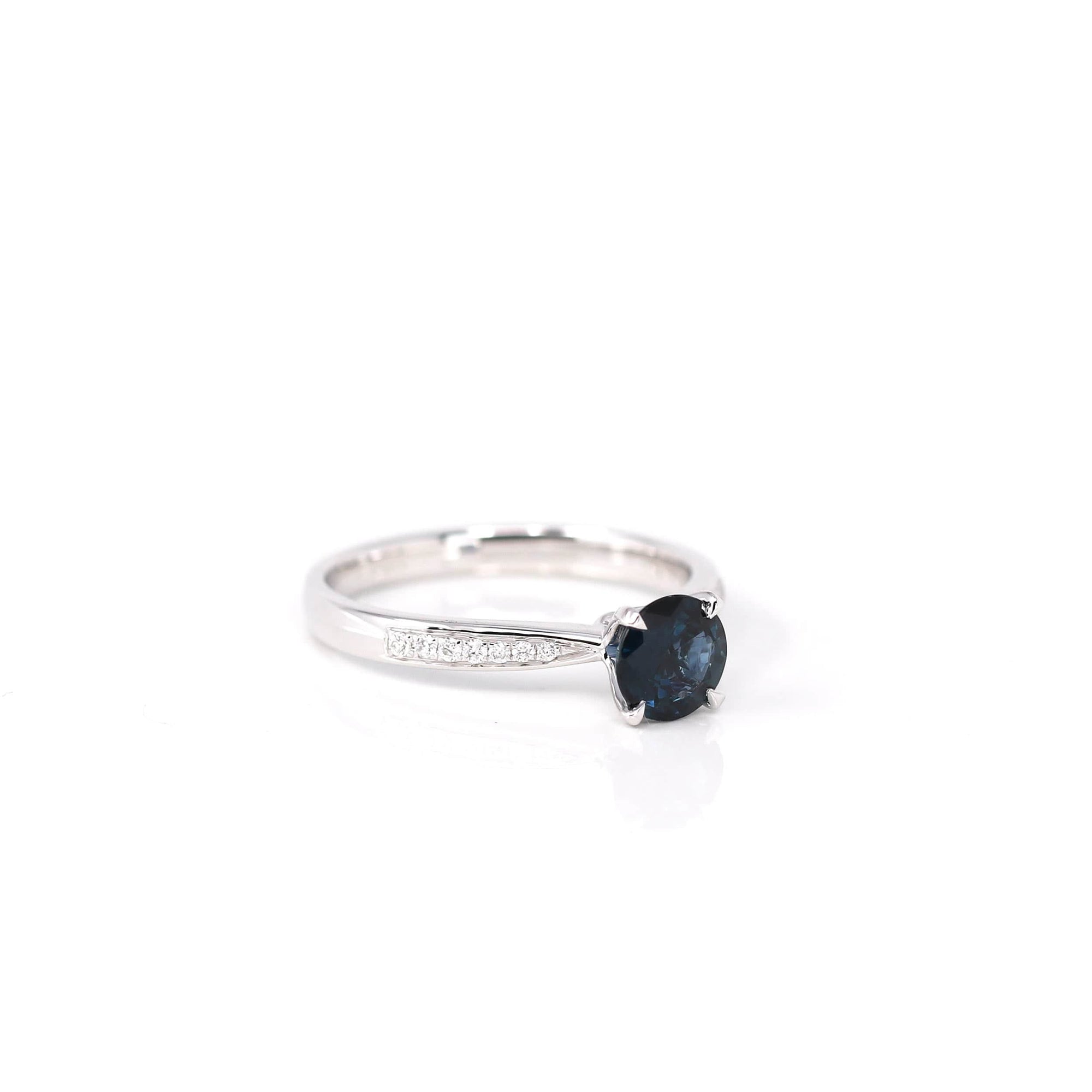 Baikalla Jewelry Gold Sapphire Ring 18k White Gold Natural Blue Sapphire Ring with Diamonds