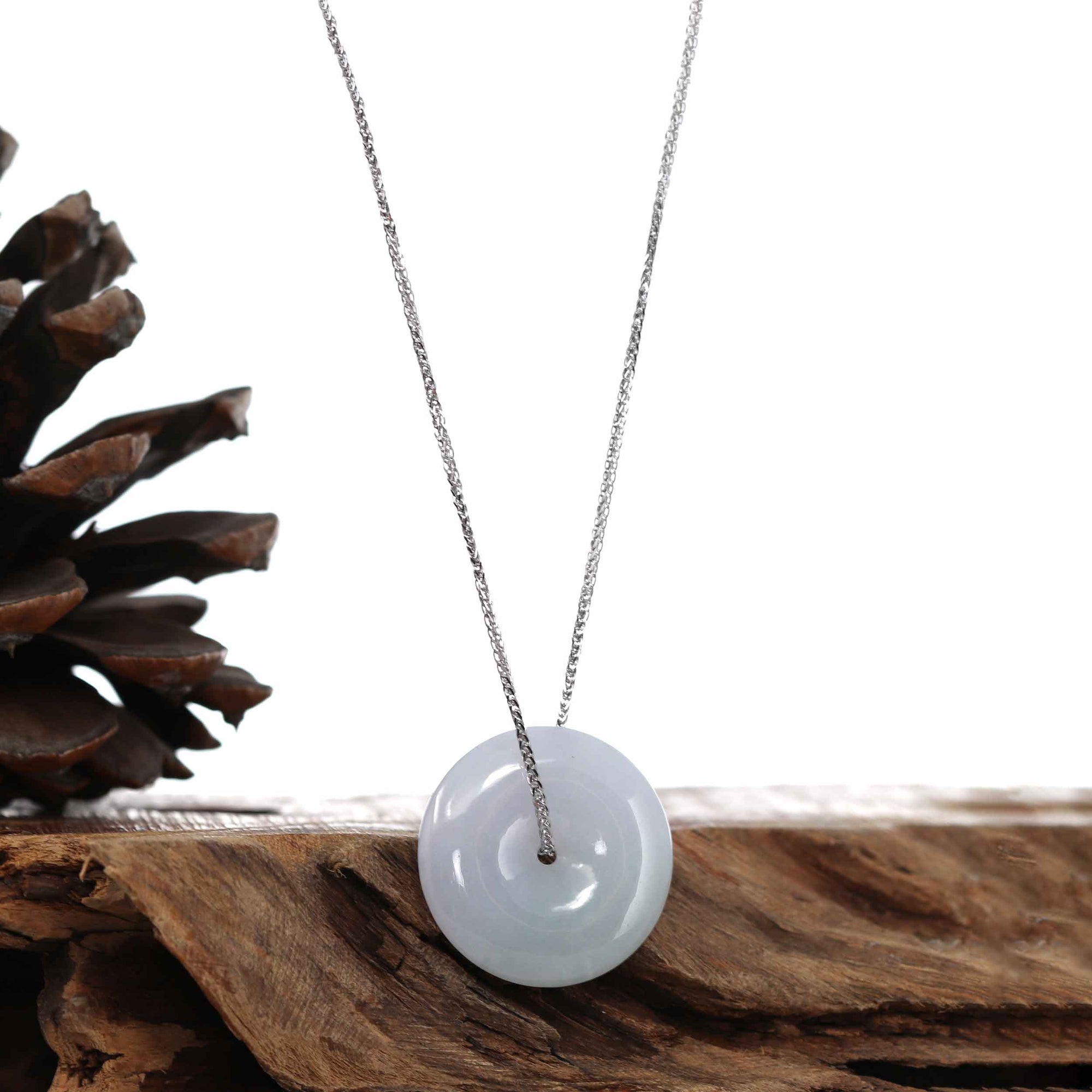 Baikalla Jewelry Jade Pendant Necklace Baikalla &quot;Good Luck Button&quot; Necklace Lavender Jadeite Jade Lucky Ping An Kou Necklace