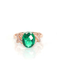 Baikalla Jewelry Gold Sapphire Ring 5 14k Rose Gold Lab-Created Emerald Ring With CZ