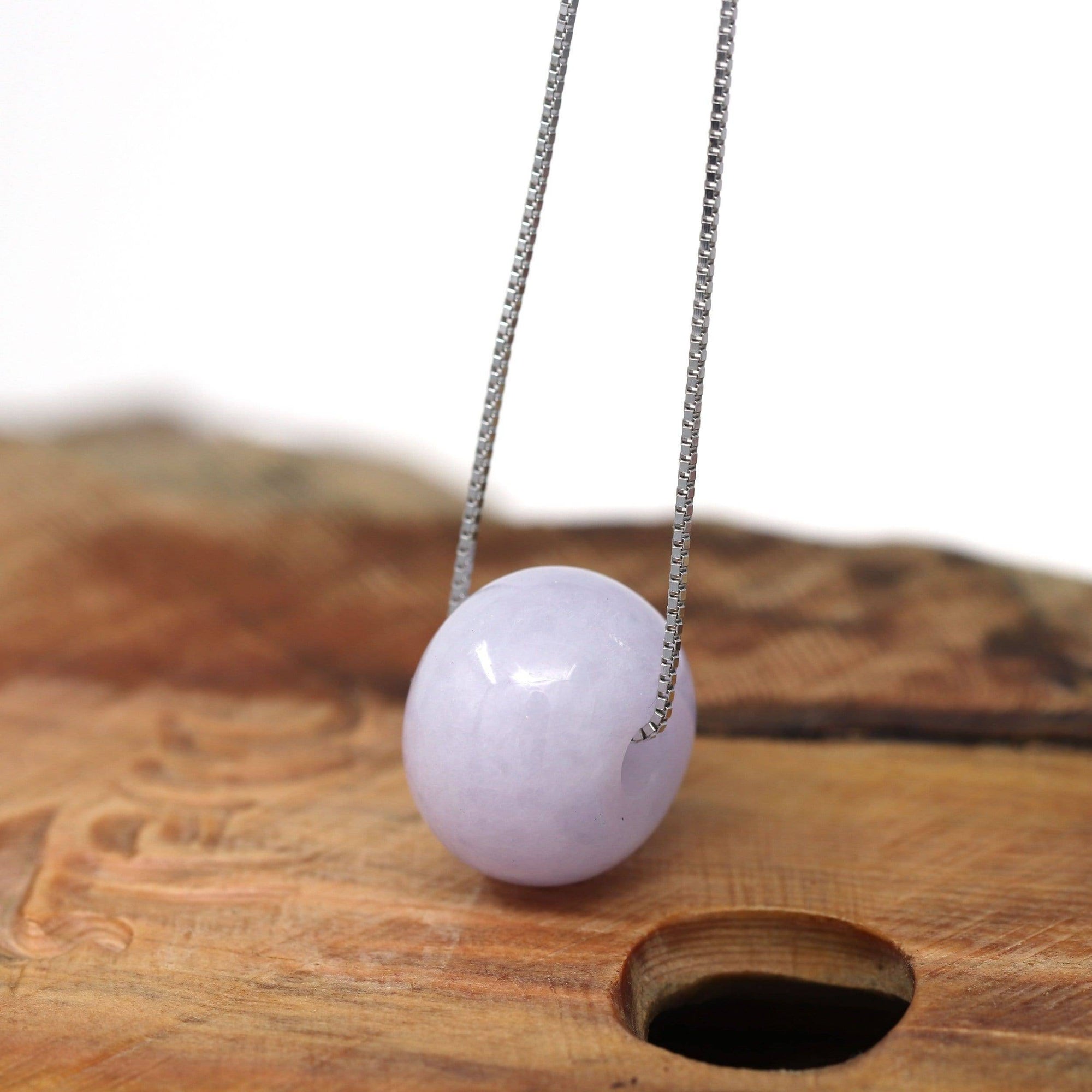 Baikalla Jewelry Jade Pendant Necklace Baikalla™ "Good Luck Button" Necklace Real Lavender-Green Jade Lucky KouKou Pendant Necklace