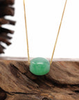 Baikalla Jewelry Jade Pendant Necklace Sterling Silver Chain Baikalla™ "Good Luck Button" Necklace Rich Apple Green Jade Lucky TongTong Pendant Necklace