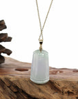 Baikalla Jewelry Jade Pendant Necklace Genuine Light Lavender Jadeite Jade Good Luck Bamboo ( Jie Jie Gao Sheng ) Pendant Necklace With 14k Yellow Gold Bail