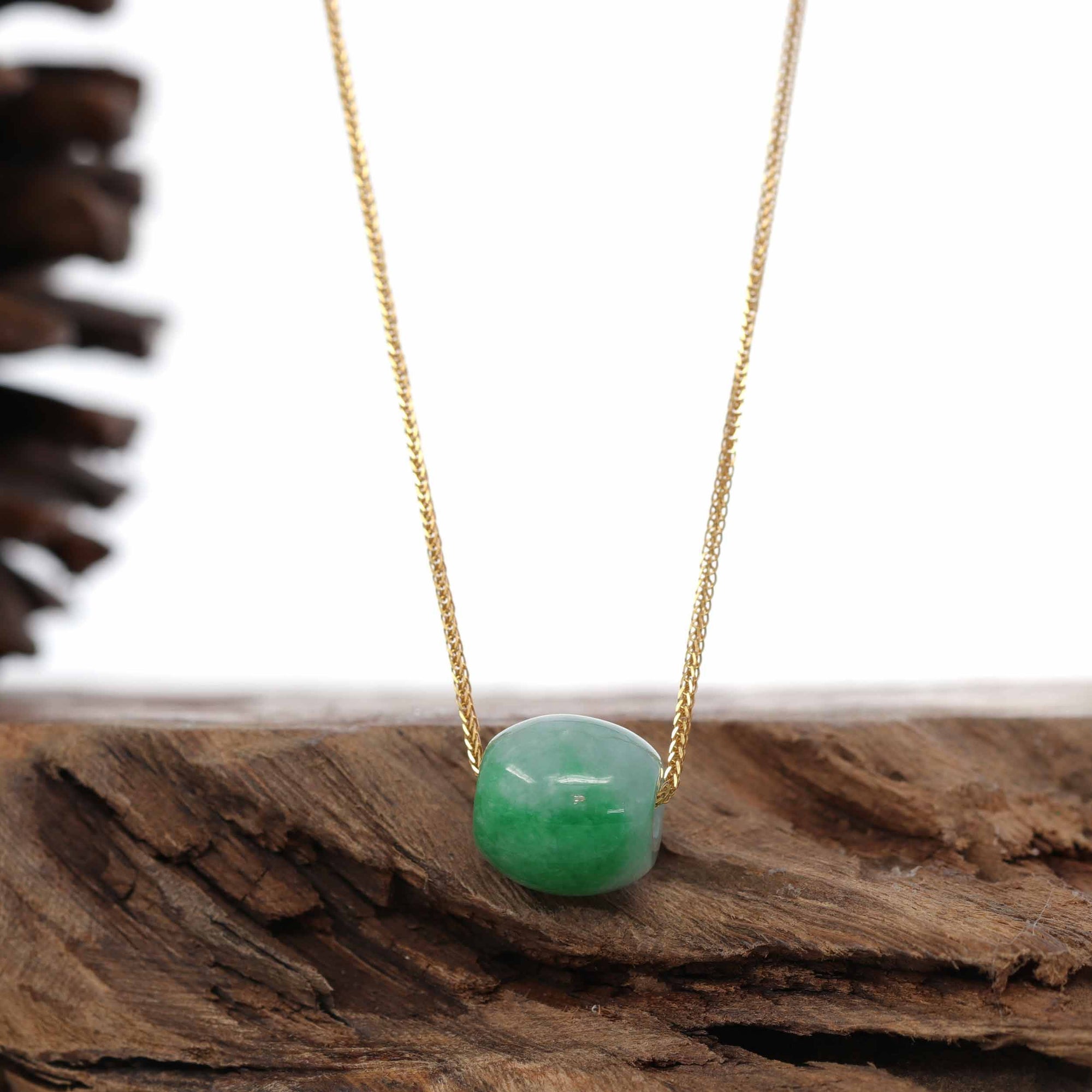 Baikalla Jewelry Jade Pendant Necklace Sterling Silver Chain Baikalla™ &quot;Good Luck Button&quot; Necklace Rich Forest Green Jade Lucky TongTong Pendant Necklace