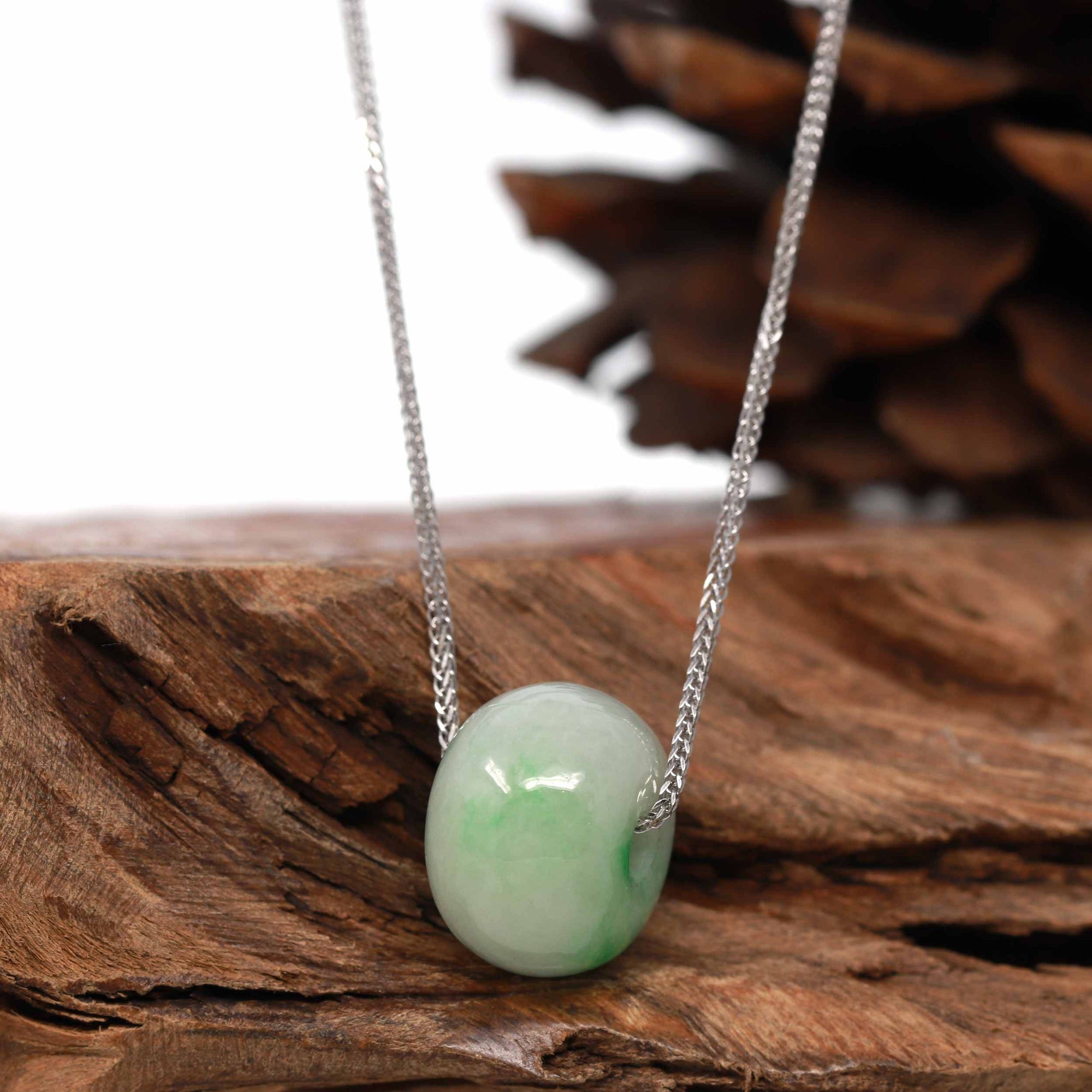 Baikalla Jewelry Jade Pendant Necklace Baikalla™ "Good Luck Button" Necklace Real Rich Green Jade Lucky KouKou Pendant Necklace