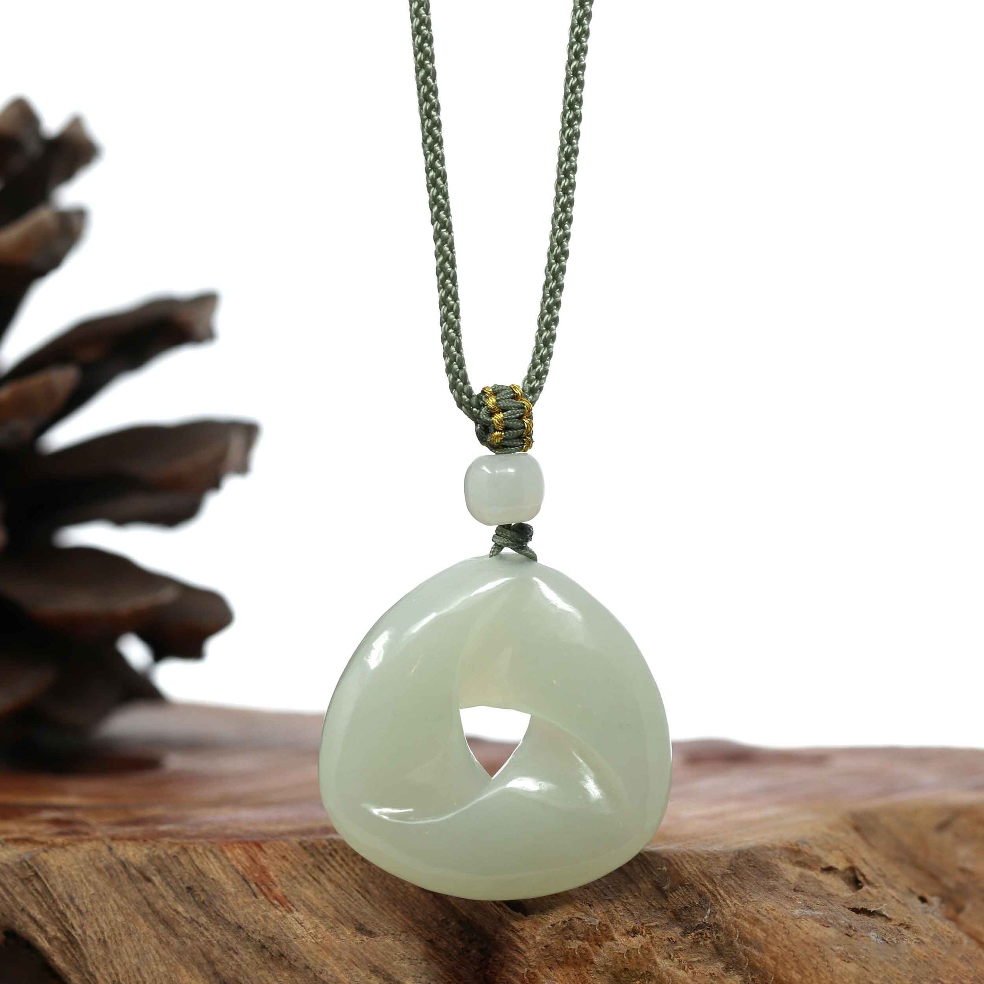 Baikalla Jewelry Jade Pendant Necklace Genuine White Nephrite Jade Violin Pendant Necklace