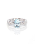 Baikalla Jewelry Gold Aquamarine Ring 5 14k White Gold Natural Oval Aquamarine Diamond Anniversary Ring