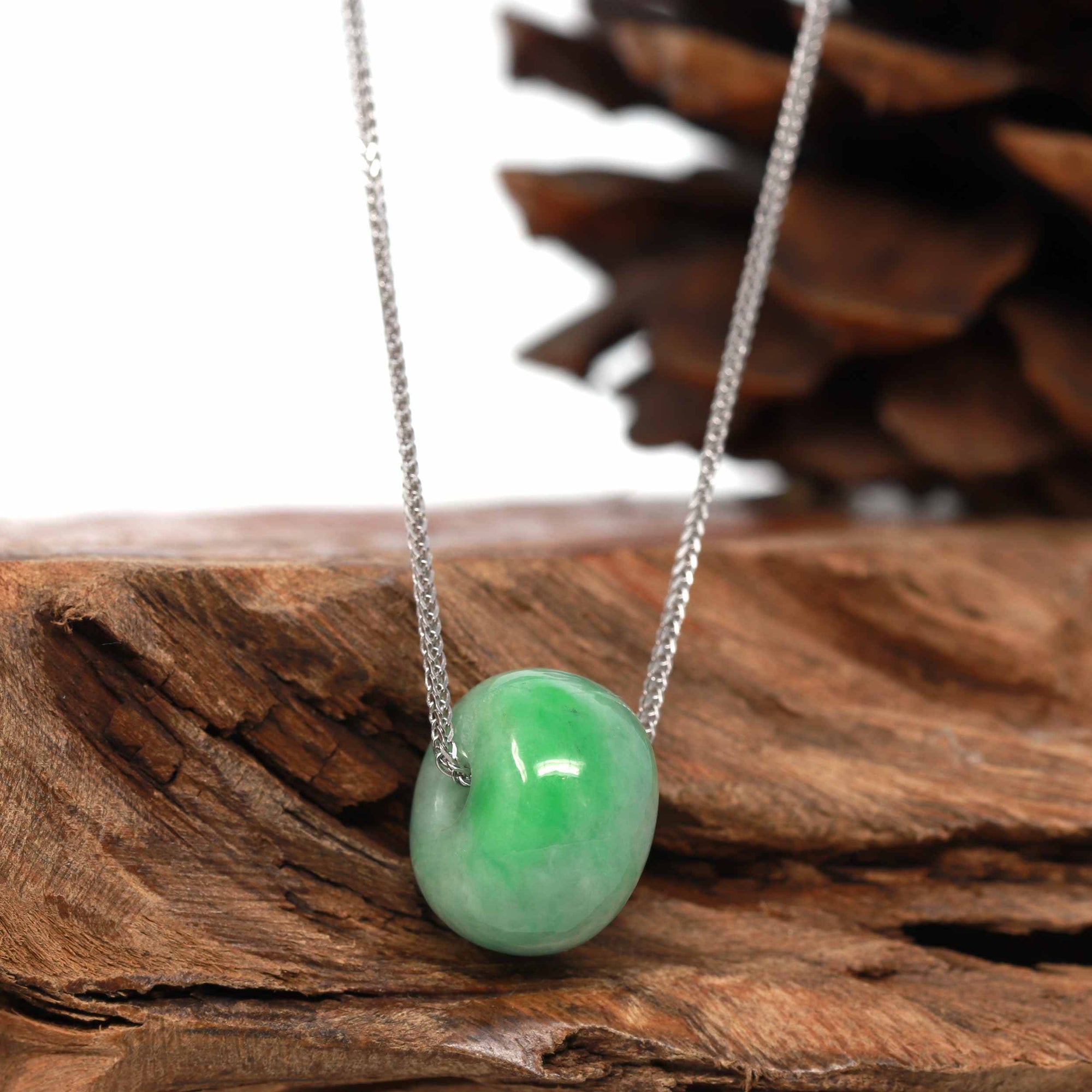 Baikalla Jewelry Jade Pendant Necklace Baikalla™ "Good Luck Button" Necklace Real Rich Green Jade Lucky KouKou Pendant Necklace