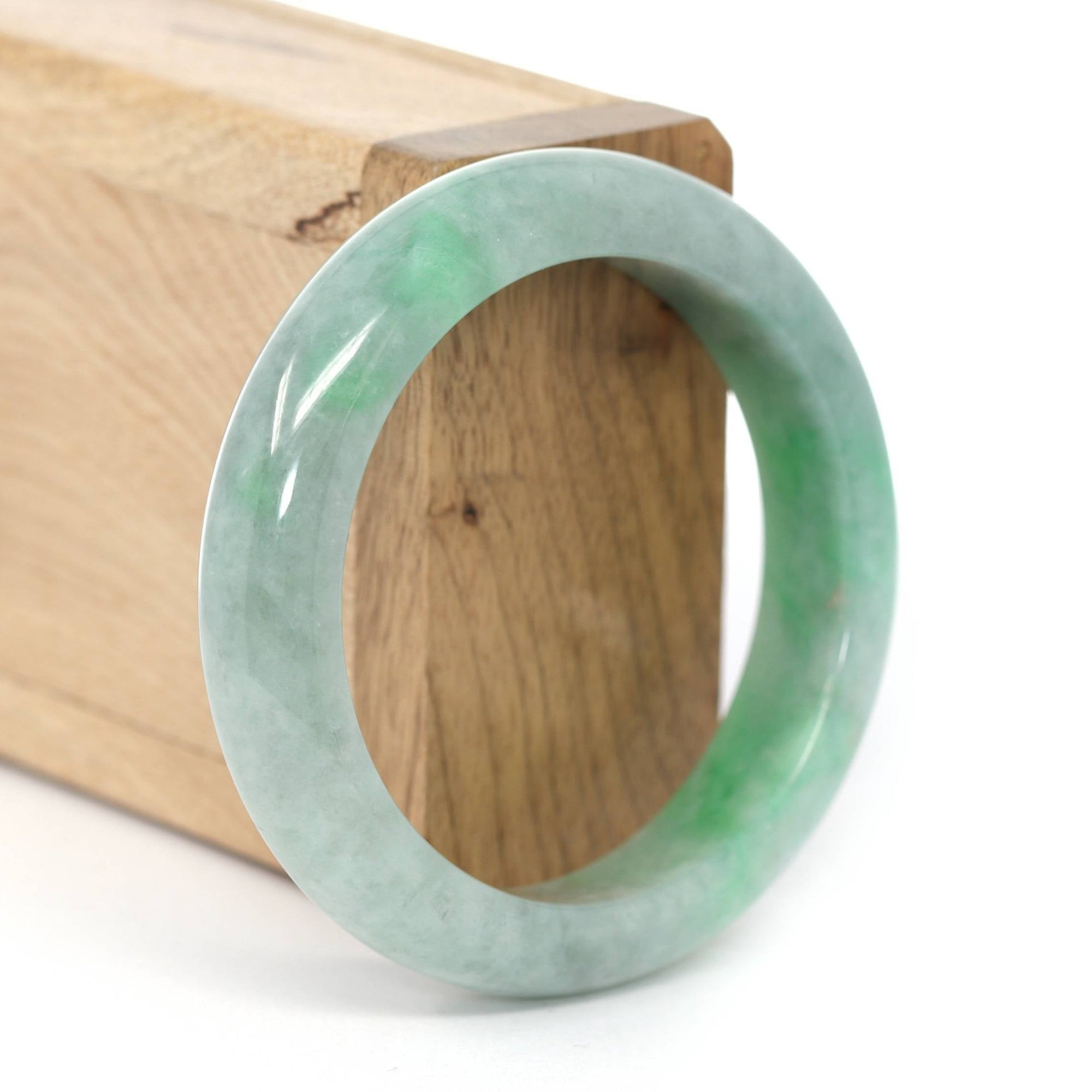 Baikalla Jewelry Jadeite Jade Bangle Bracelet Baikalla &quot;Classic Bangle&quot; Apple Green Natural Burmese Jadeite Jade Bangle ( 53.81mm ) 