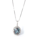 Baikalla Jewelry Gemstone Pendant Necklace Alexandrite Necklace Baikalla™ 14k White Gold Lab Created Alexandrite Faceted Oval Prong Set Necklace With Diamonds