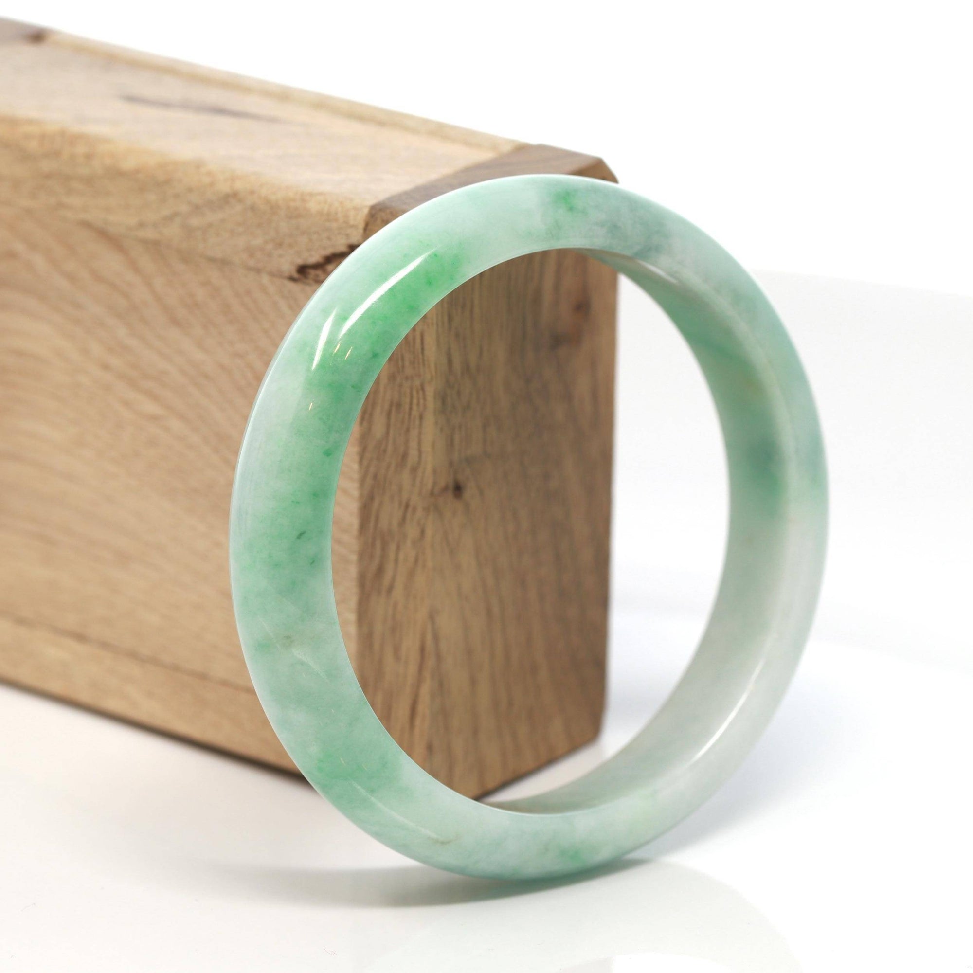 Baikalla Jewelry Jadeite Jade Bangle Bracelet Baikalla™ &quot;Classic Bangle&quot; Genuine Burmese Green Jadeite Jade Bangle Bracelet ( 56.13 mm) 