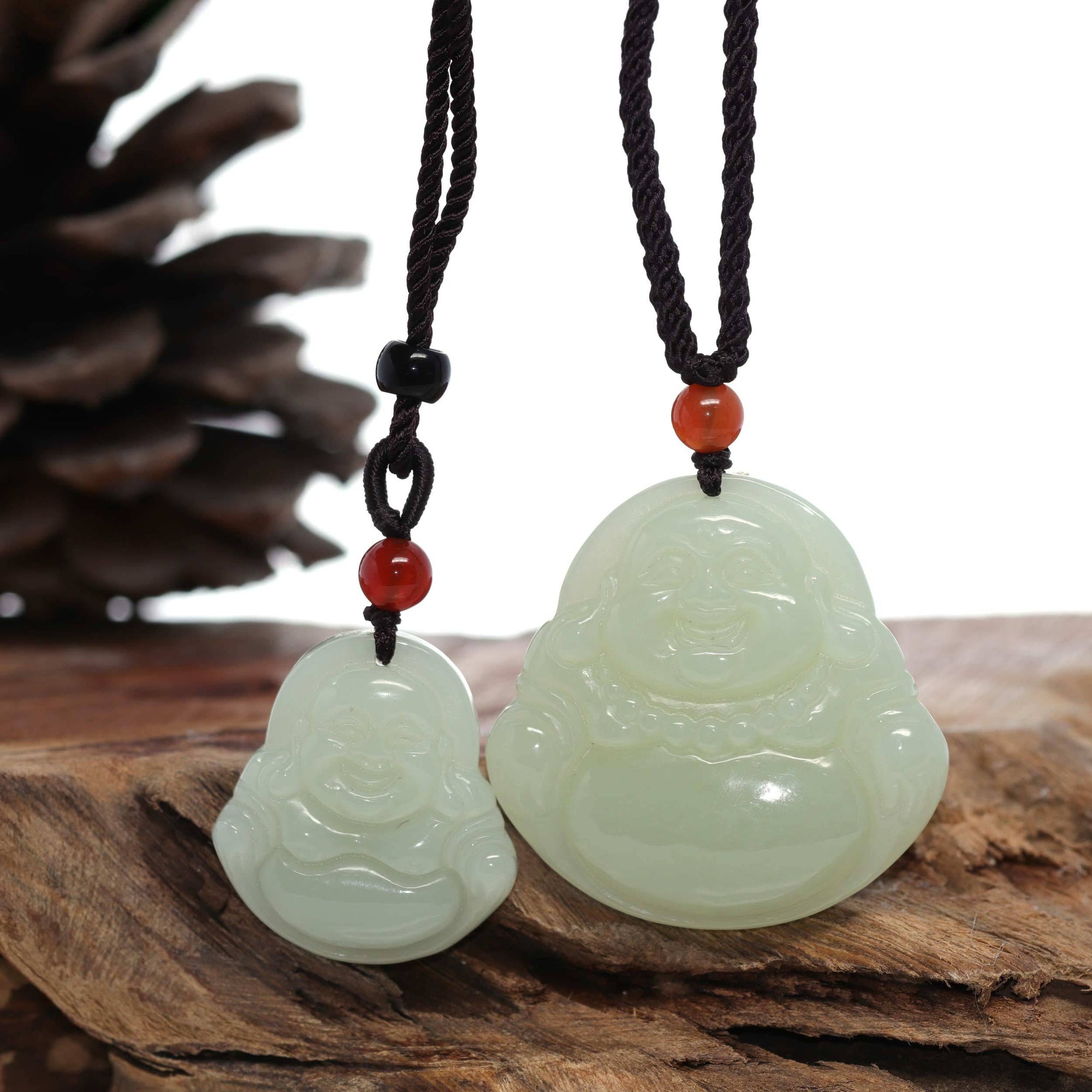 Baikalla Jewelry Jade Pendant Necklace A Pair Baikalla™ &quot;Goddess of Compassion Buddha&quot; Genuine White Jade Pendant Necklace