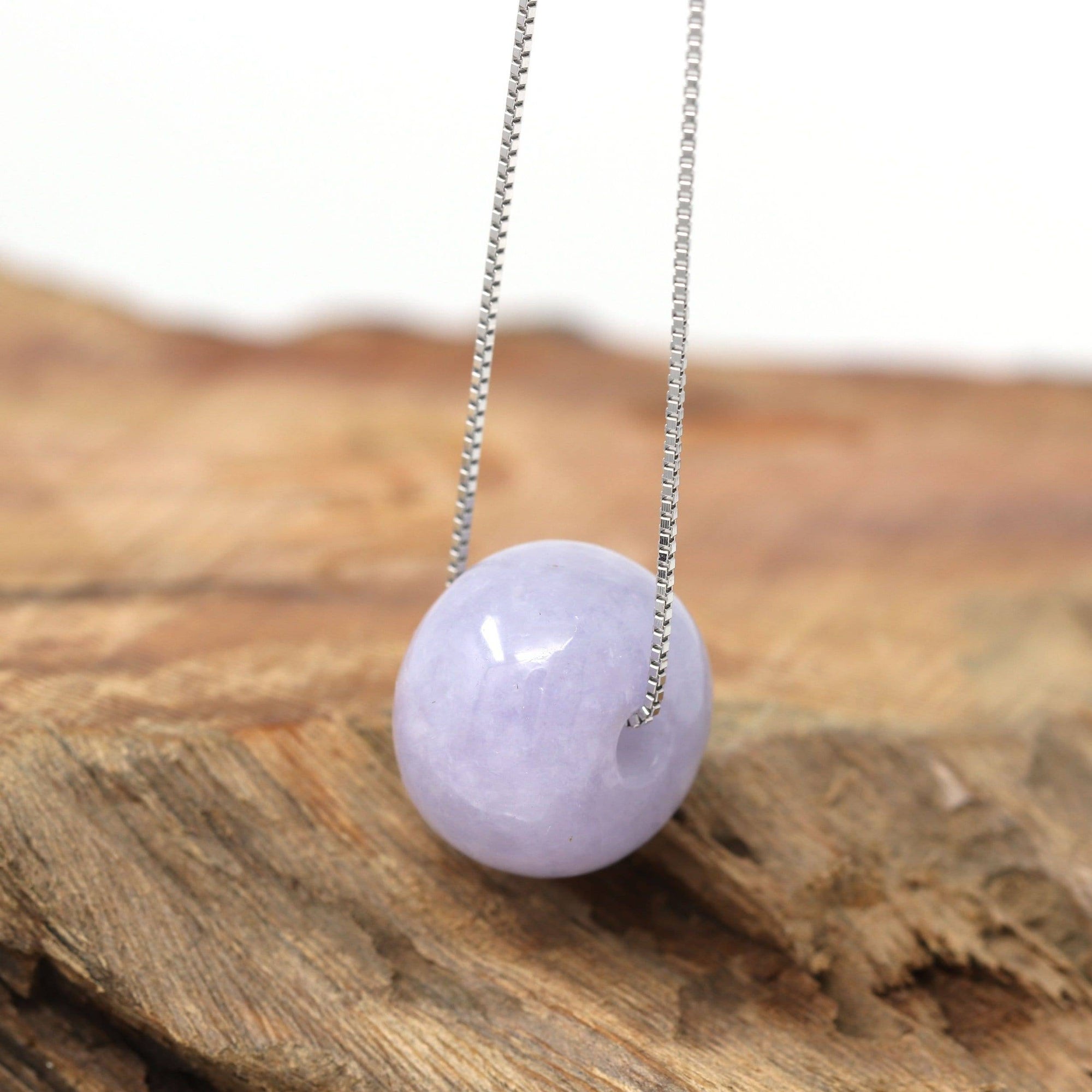 Baikalla Jewelry Jade Pendant Necklace Baikalla™ &quot;Good Luck Button&quot; Necklace Real Lavender Jade Lucky KouKou Pendant Necklace