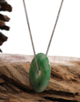 Baikalla Jewelry Jade Pendant Necklace Baikalla "Good Luck Button" Necklace Green Jadeite Jade Lucky Ping An Kou Pendant