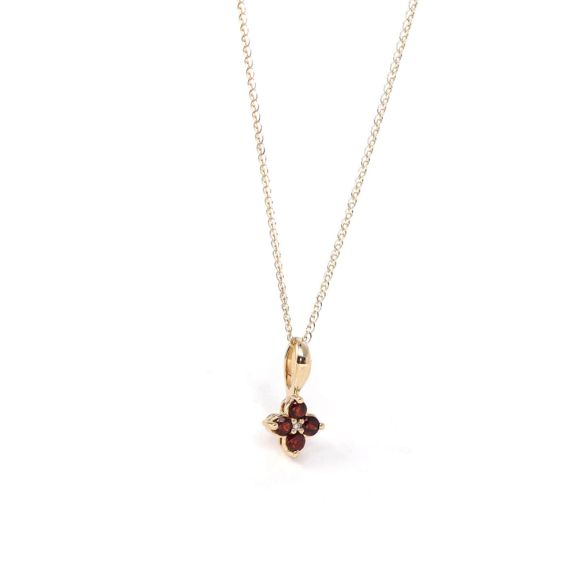 Baikalla Jewelry Gemstone Pendant Necklace Garnet / 14K Yellow Gold 14k White Gold AA Four Styles Of Birthstones, 4 stone Necklace with Diamonds