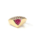 Baikalla Jewelry 18K Gold Tourmaline Ring 18k Yellow Gold Natural Pink Tourmaline Diamond Pinky Ring