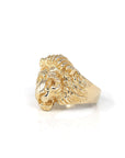 Baikalla Jewelry Gold Diamond Men's Ring 14k Solid Yellow Gold Nugget Men's Lion Band Ring