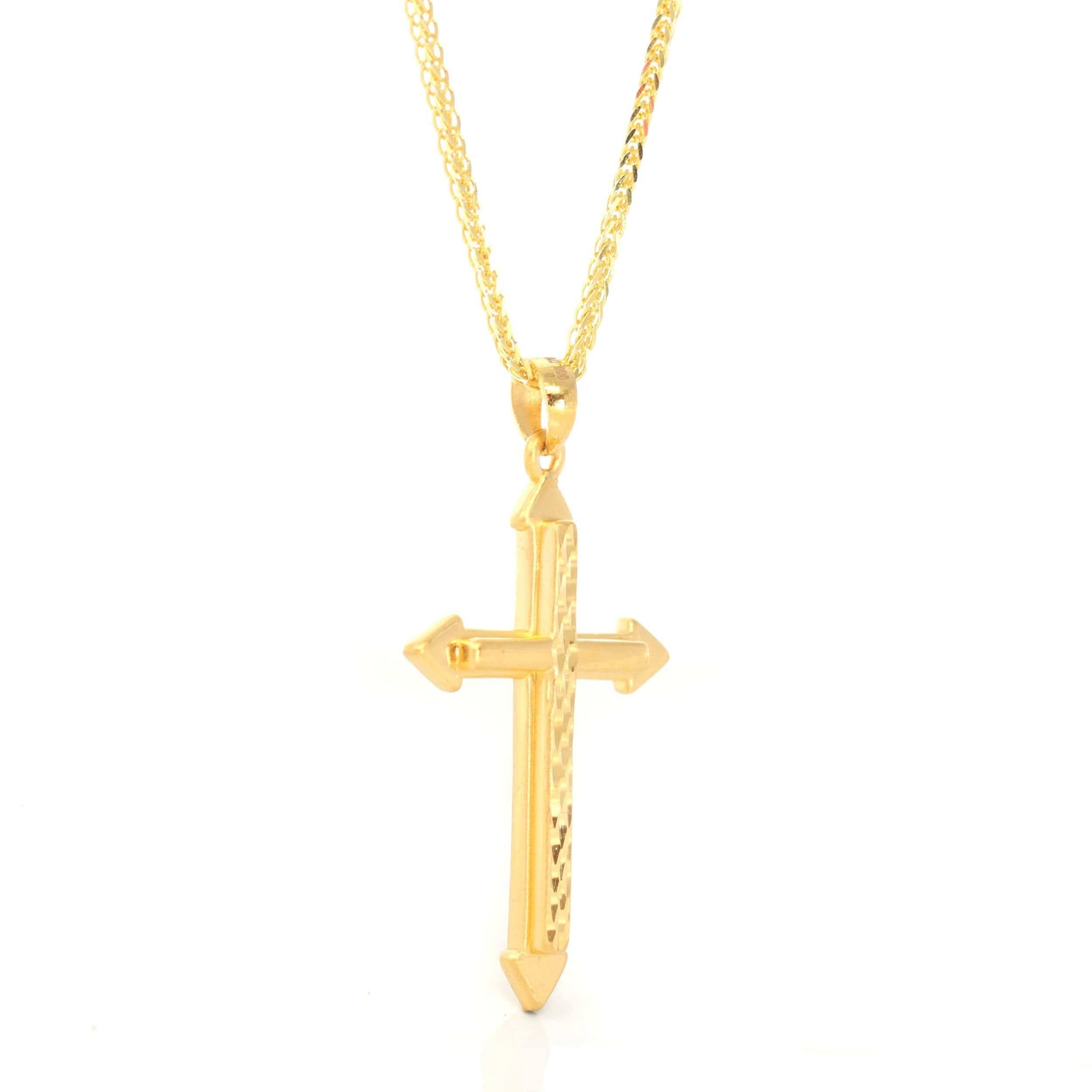 Baikalla Jewelry 24K Pure Yellow Gold Pendant 24K Yellow Gold Cross Pendant Necklace