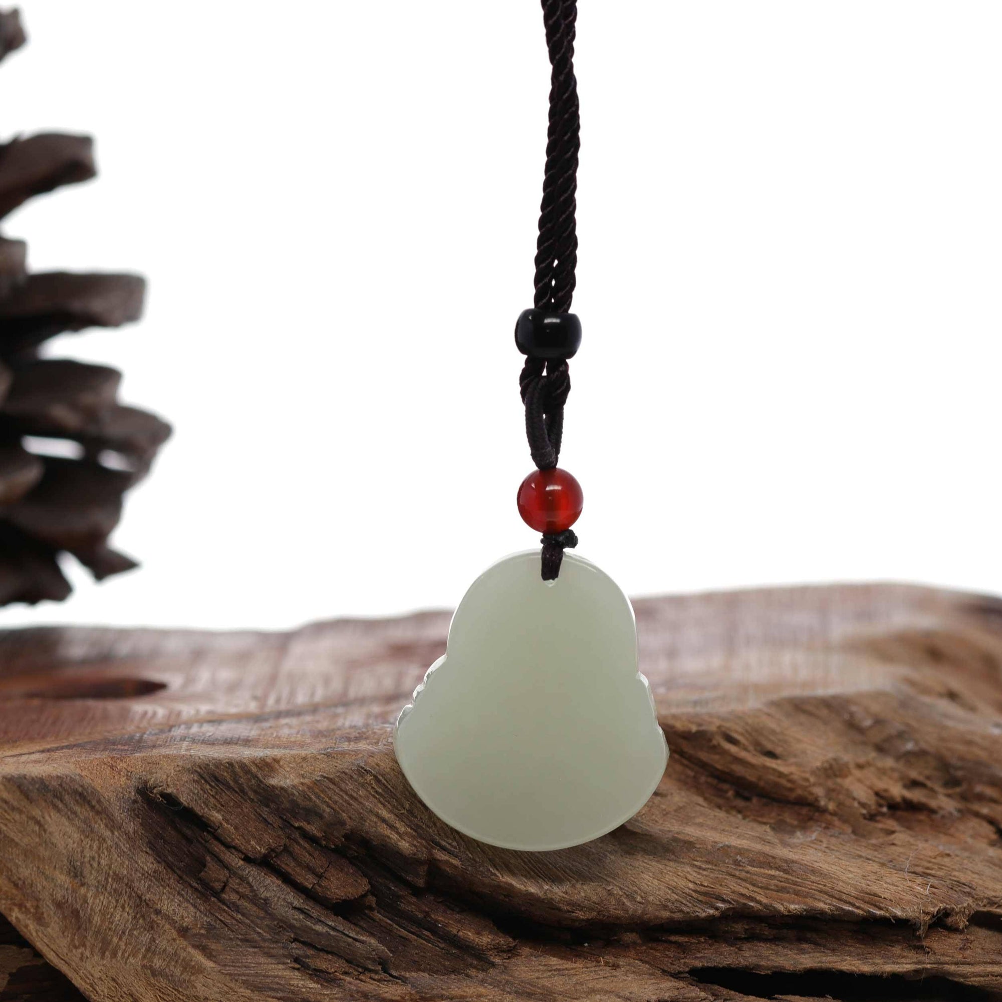 Baikalla Jewelry Jade Pendant Necklace Baikalla™ &quot;Goddess of Compassion Buddha&quot; Genuine White Jade Pendant Necklace