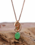 Baikalla Jewelry 18k Gold Jadeite Necklace 18K Rose Gold "Morning Glory" Genuine Jadeite Jade Pendant with Diamonds