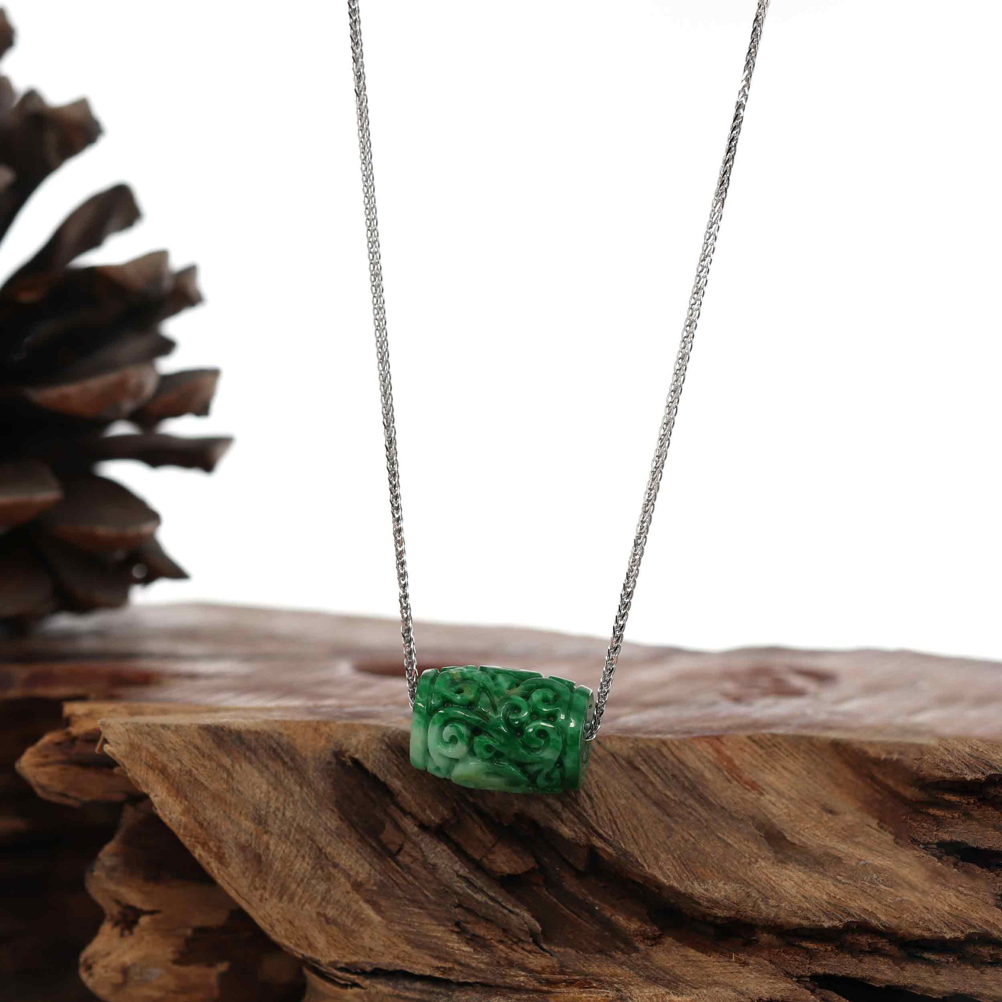 Baikalla Jewelry Jade Pendant Necklace Baikalla™ "Good Luck Button" Necklace Green Jadeite Jade Lucky TongTong Pendant Necklace