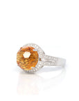 Baikalla Jewelry Gemstone Ring Baikalla 14K White Gold Faceted Cabochon Natural Citrine Ring CTW 1/4