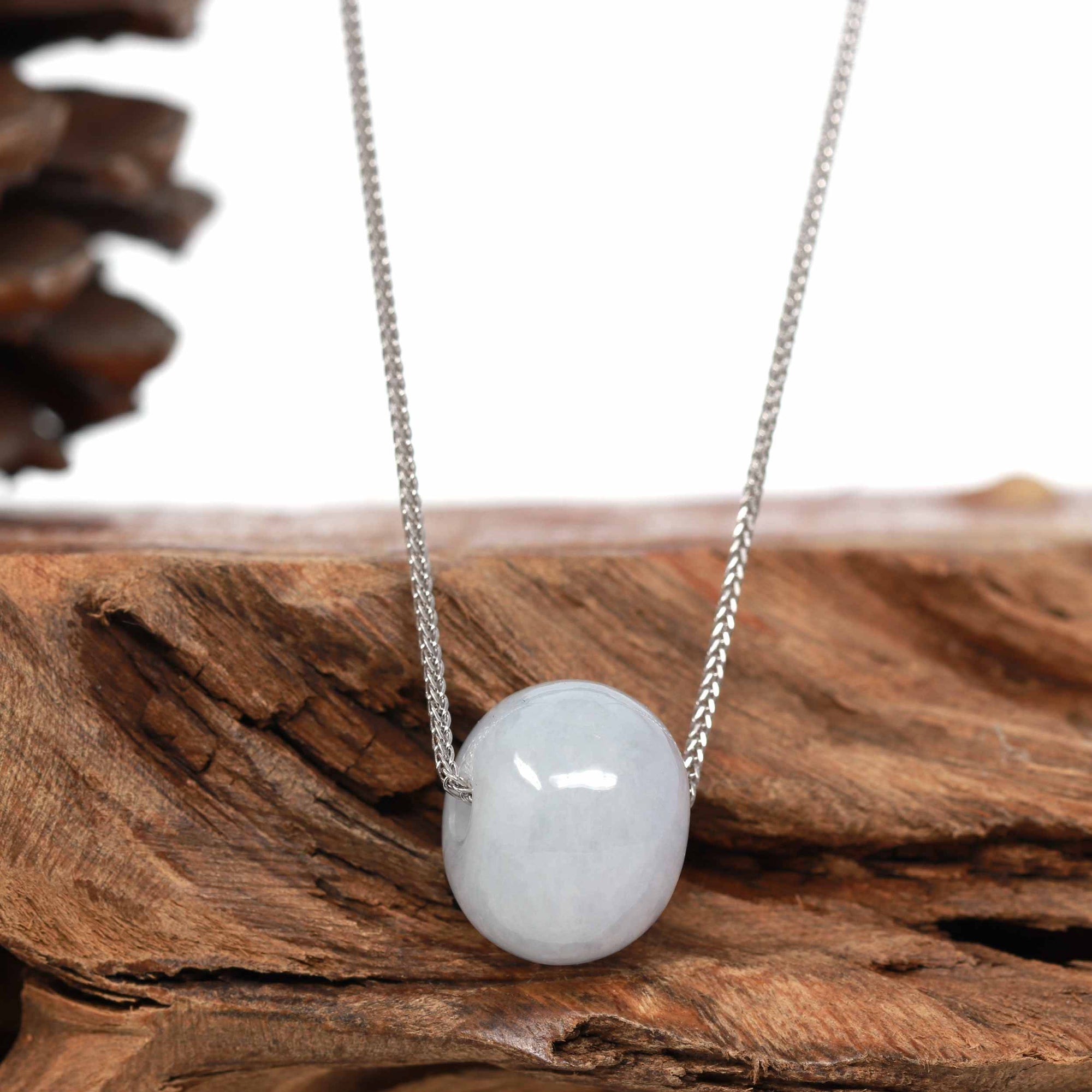 Baikalla Jewelry Jade Pendant Necklace Baikalla™ "Good Luck Button" Necklace Light Lavender Jade Lucky KouKou Pendant Necklace