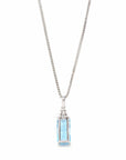 Baikalla Jewelry Gemstone Pendant Necklace 14k White Gold Natural Swiss Blue Topaz Necklace With Diamonds