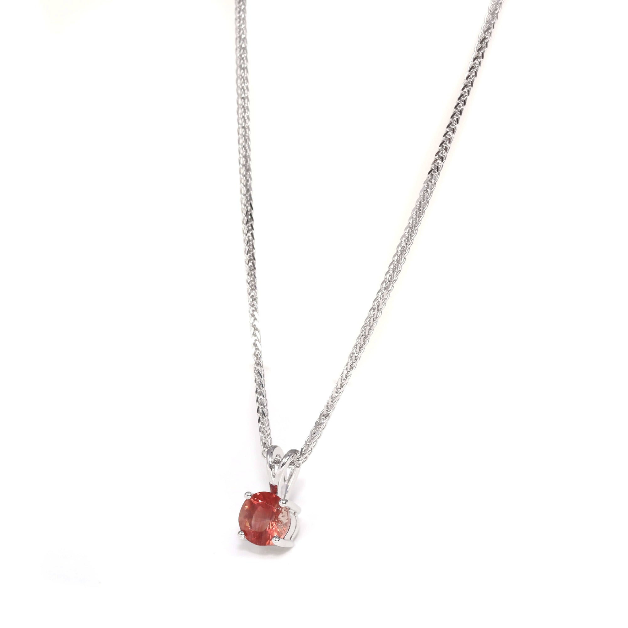 Baikalla Jewelry Silver Sunstone Necklace Sterling Silver Red Ponderosa Sunstone Necklace With Bezel Set white Sapphire