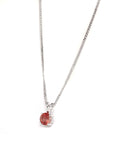 Baikalla Jewelry Silver Sunstone Necklace Sterling Silver Red Ponderosa Sunstone Necklace With Bezel Set white Sapphire