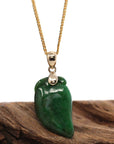 Baikalla Jewelry Jade Pendant Pendant Only 14k Yellow Natural Jadeite "Longevity Peach" ShouTao Necklace With Diamond Bail