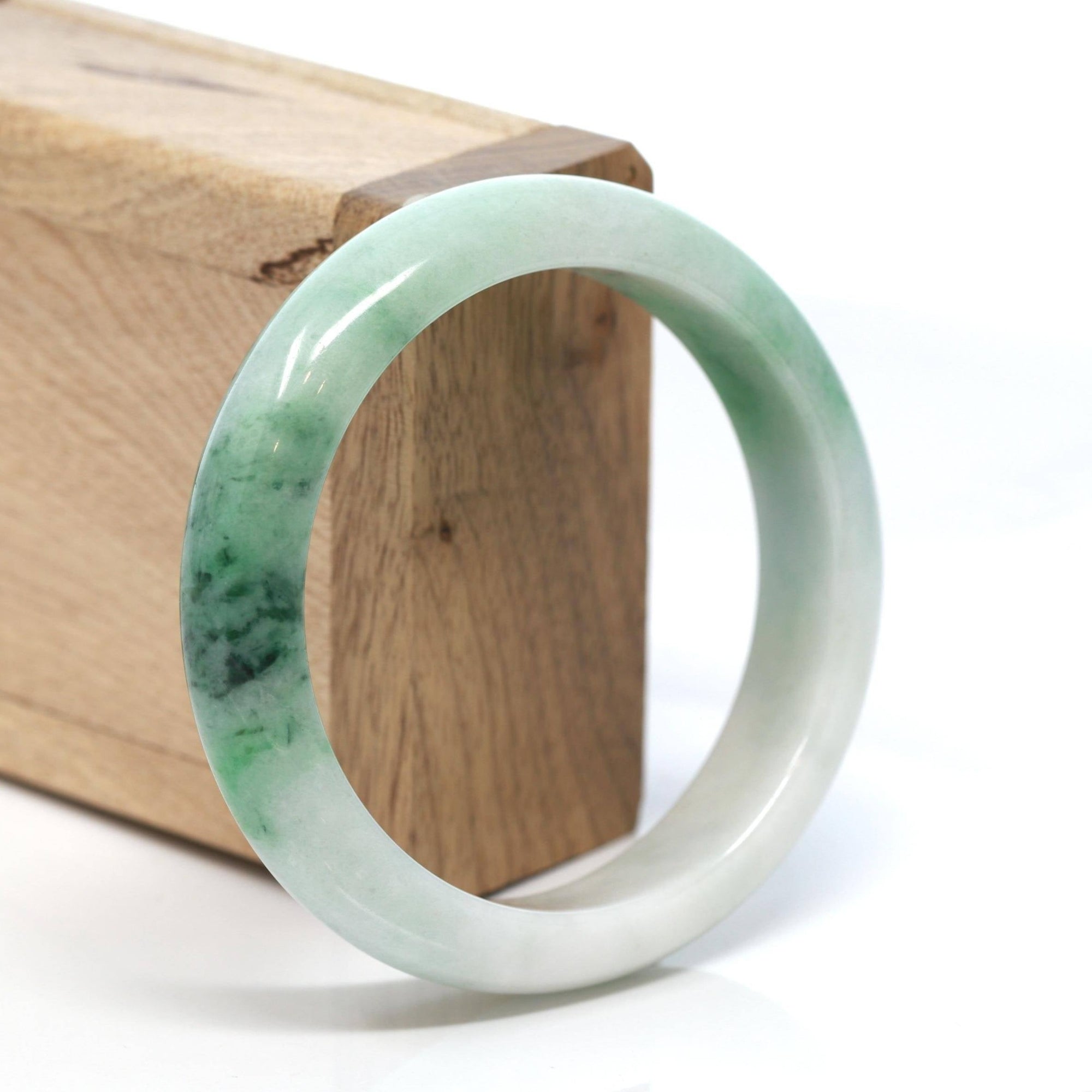 Baikalla Jewelry Jadeite Jade Bangle Bracelet Baikalla™ "Classic Bangle" Genuine Burmese Green Jadeite Jade Bangle Bracelet (57.0 mm) #183