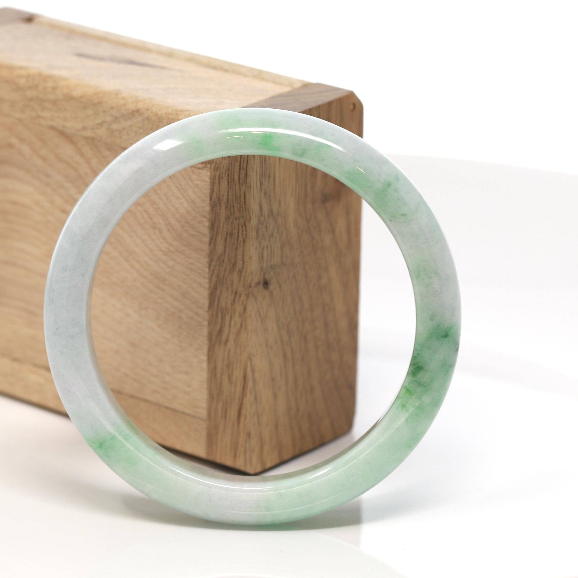 Baikalla Jewelry Jadeite Jade Bangle Bracelet Baikalla™ "Classic Bangle" Genuine Burmese Green Jadeite Jade Bangle Bracelet (58.4 mm) #169