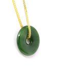 Baikalla Jewelry Jade Pendant Necklace Free S S Gold Plated Chain Genuine HeTian Nephrite Green Jade Lucky KouKou Circle Pendant Necklace