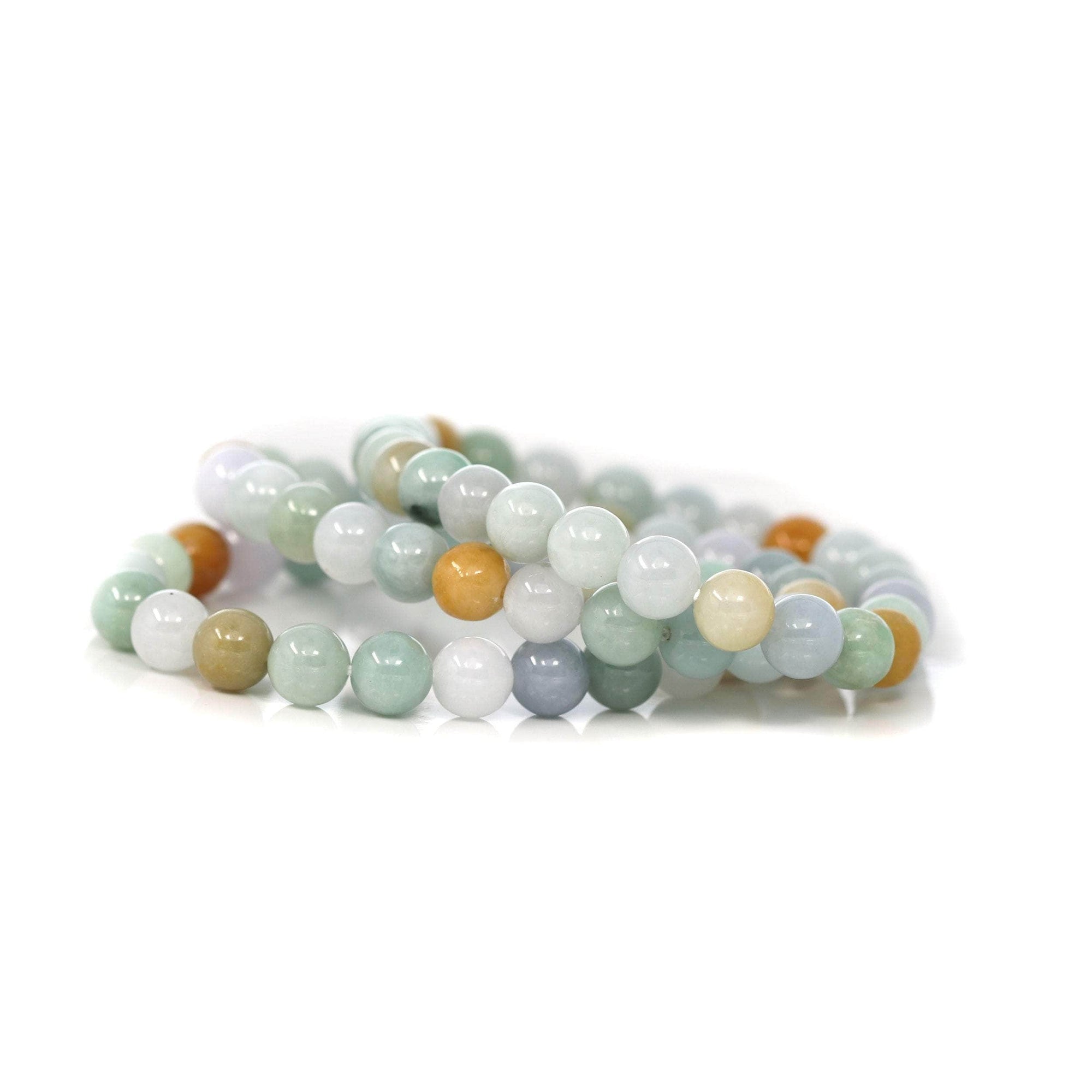 Baikalla Jewelry jade beads bracelet Genuine Jadeite Jade Round Multiple Colors Beads Bracelet ( 8 mm )