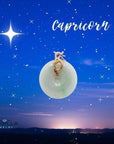 Baikalla Jewelry Gold Jadeite Pendant 18k Rose Gold Genuine Jadeite Horoscope Constellation (Capricorn) Necklace Pendant with Ruby