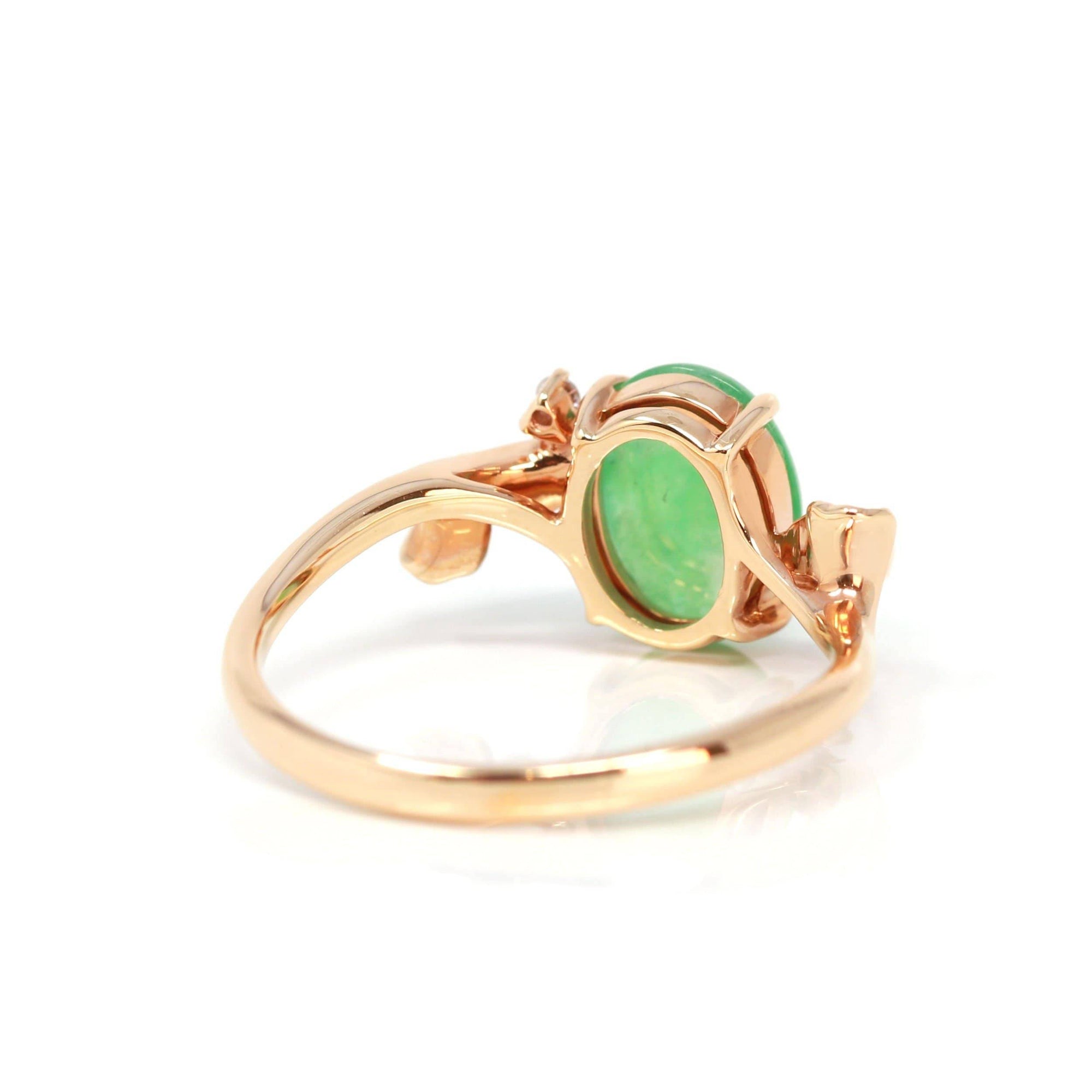 Baikalla Jewelry Jadeite Engagement Ring Baikalla™ "Aretha" 18k Rose Gold Natural Imperial Jadeite Morning Glory Engagement Ring