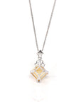 Baikalla Jewelry Gemstone Pendant Necklace 18k White Gold Princess Cut AA Citrine Necklace With Diamonds