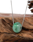 Baikalla Jewelry Jade Pendant Necklace Baikalla™ "Good Luck Button" Necklace Real Deep Green Jade Lucky TongTong Pendant Necklace