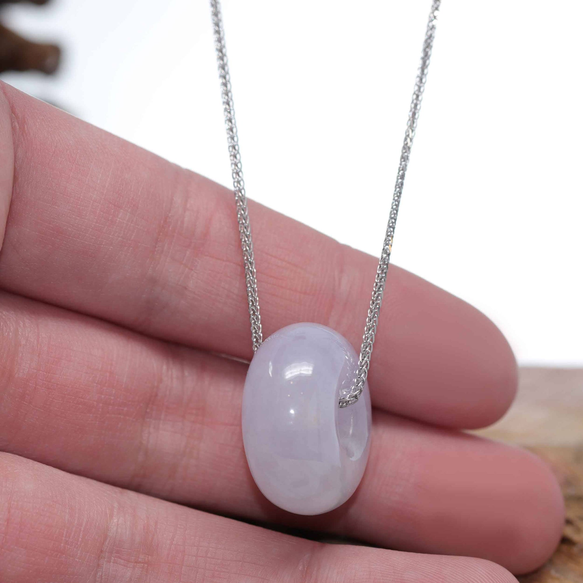 Baikalla Jewelry Jade Pendant Necklace Baikalla "Good Luck Button" Necklace Lavender Jadeite Jade Lucky Tong Tong Pendant Necklace