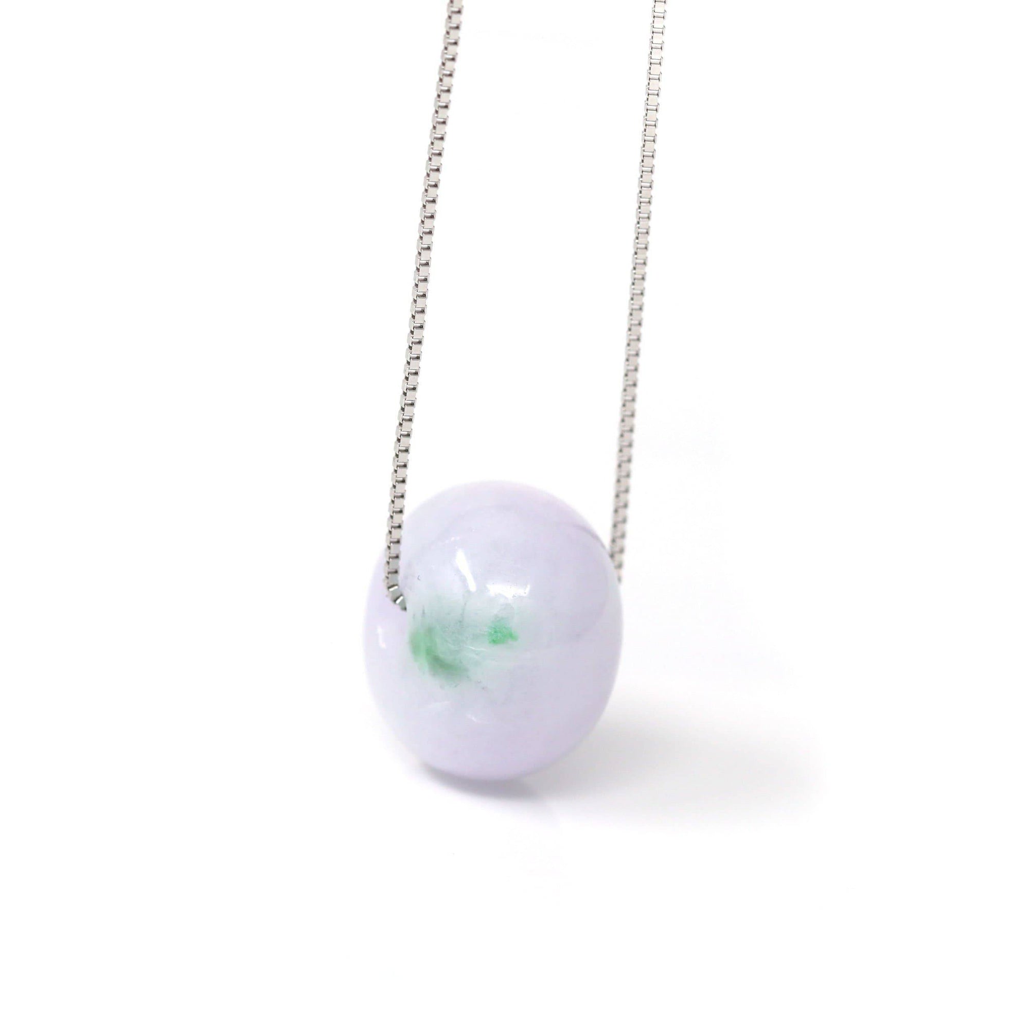 Baikalla Jewelry Jade Pendant Necklace Baikalla™ &quot;Good Luck Button&quot; Necklace Real Lavender Jade Lucky KouKou Pendant Necklace